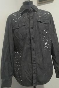 Arizona Jean Co Black Denim Button Down Shirt